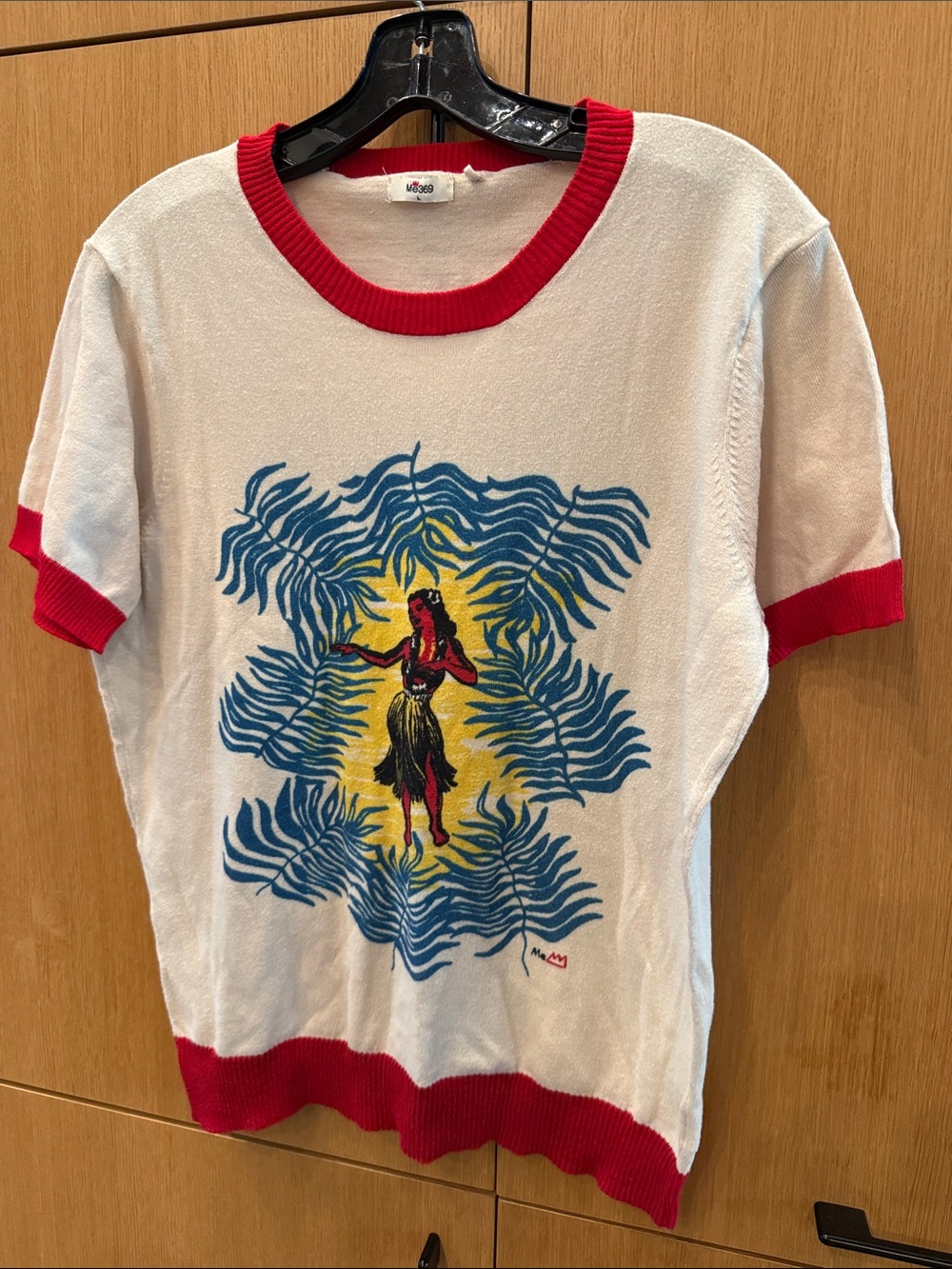 Me369 Nora Graphic Knit Short Sleeve Top - Hawaii Womens size Large - Picture 5 of 12
